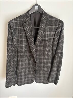 Men's Gray Windowpane Plaid Blazer - Tailored Sport Coat
